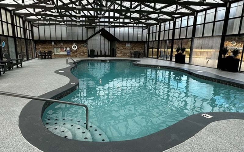 Ready, set, splash! The indoor heated pool is located minutes from the cabin—perfect for family fun!  Open 10 am to 10 pm